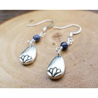 Dainty Lotus Dangle Drop Earrings with Sterling Silver Ear wires by Rock My Zen Dainty Lotus Dangle Drop Earrings with Sterling Silver Ear wires by Rock My Zen