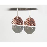 Gray Art Deco Copper Enamel Dangle Earrings Gray Art Deco Copper Enamel Dangle Earrings