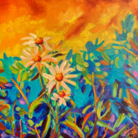 "Daisyscape 1" Original Chris Wakefield Oil On Canvas "Daisyscape 1" Original Chris Wakefield Oil On Canvas