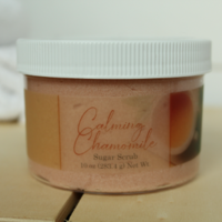 calming chamomile sugar scrub.
 calming chamomile sugar scrub.