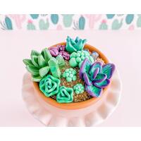 fireflyFrippery Miniature Faux Succulent and Crystal Garden on Pink Display Stand fireflyFrippery Miniature Faux Succulent and Crystal Garden on Pink Display Stand