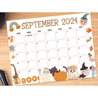 Printable September 2024 Calendar with Halloween Theme Printable September 2024 Calendar with Halloween Theme