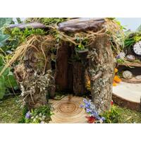 Handmade Natural Wood Fairy House, Fairy House, Woodland Fairy House, enchanting wood home, handmade wood fairy dwelling with flowers  Handmade Natural Wood Fairy House, Fairy House, Woodland Fairy House, enchanting wood home, handmade wood fairy dwelling with flowers