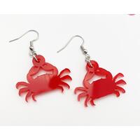 Red Crab Earrings Dangle Drop Style hand made by Bel Creative Arts Red Crab Earrings Dangle Drop Style hand made by Bel Creative Arts