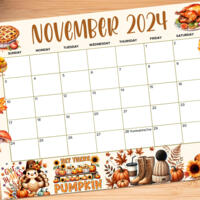 Cute Fall November Calendar