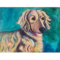Dachshund dog pet portrait painting