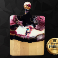 Handcrafted maple charcuterie board featuring a watercolor hummingbird, pink flowers, and luxurious 24k gold accents. Perfect gift! Handcrafted maple charcuterie board featuring a watercolor hummingbird, pink flowers, and luxurious 24k gold accents. Perfect gift!
