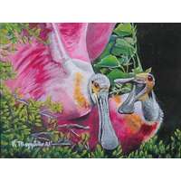 Pink Spoonbills Painting, "Hey Mom!" Pink Spoonbills Painting, "Hey Mom!"