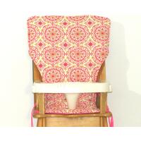 pink and yellow medallions highchair pad