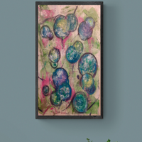 Example of what the painting would look like hanging and framed in a furnished setting. Painting is sold unframed.