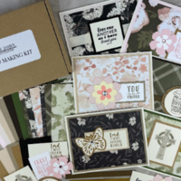 A spiritual card making kit to create 6 different cards with cardstock, scrapbook paper, handcrafted embellishments and cards/envelopes.
