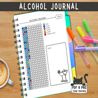 daily planner, bullet journal, alcohol tracker, sobriety tracker, wellness journal, mindful drinking, habit tracker, personal growth journal