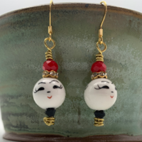 Round Bead Shape Face Drop Earrings Beautiful Eclectic Designs With Gold Tone Nickel Free Ear Wires Jewelry Accessories Whimsical Earrings