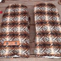 Handmade Pendleton Wool men's regular size mittens, made from soft, durable upcycled wool; winter mittens for men with regular sized hands.