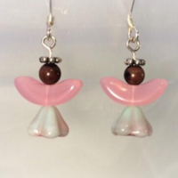 Angel earrings with pink wings
