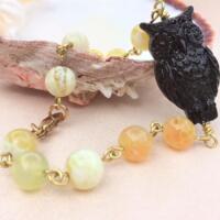 vintage owl beaded bracelet
