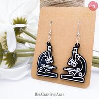 Microscope STEM / STEAM Earrings Dangle Drop Style