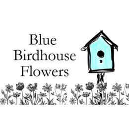 Blue Birdhouse Flowers