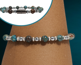 Bendi's Magnetic bracelet with Imperial Turquoise and silver pewter