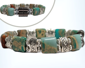 Bendi's Magnetic bracelet with aqua terra jasper extra strong