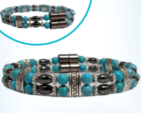 Bendi's Magnetic bracelet with turquoise plus black hematite extra strong