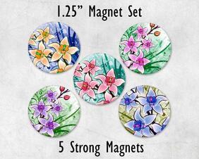 5 Floral Fridge Magnets