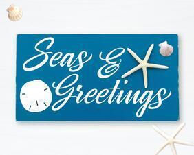 Seas & Greetings Coastal Christmas Sign