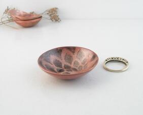 Tiny Enameled Copper Art Nouveau Bowl for a Treasure or Keepsake Trinket Dish Ring Dish
