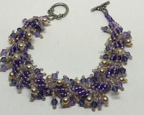 Handmade Purple Pink Shaggy Spiral Beadweaving Bracelet