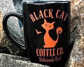 Black Cat Coffee Co ceramic engraved mug