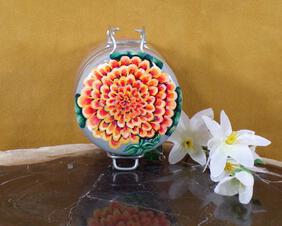 Hand-Painted Mums Flowers Mini Candle Jar