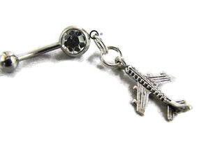 Silver airplane belly button ring