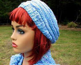Turquoise and Periwinkle Blue Beanie Hat