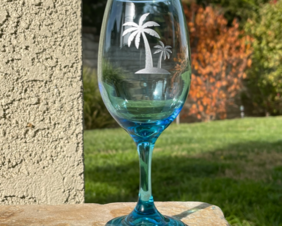 Engraved Beach Themed Wine Glasses
