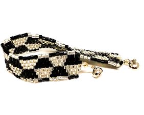 Black and White Beadweaving Bracelet