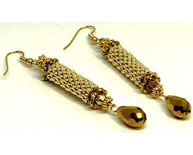 Handmade Gold Silver Pear Drops Earrings