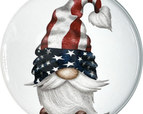 Patriotic Gnome pin, magnet, bottle opener, mirror and more.