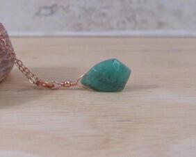 Emerald Necklace, Raw Stone Pendant