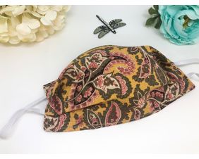 ​Hand Made Yellow Paisley Cotton Face Mask With Elastic