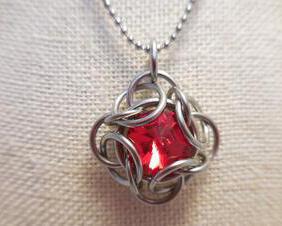 Stainless Steel and Crystal Chainmaille Pendant Necklace
