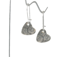 Petite Heart Dangle Earrings made from Vintage Silverplate Platter, 304 Stainless Steel Ear Wires with Hook