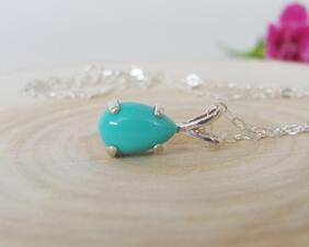 Sleeping Beauty Turquoise Pear Cut Necklace in Sterling Silver