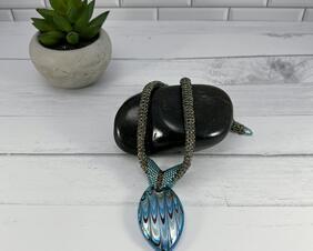 Teal and Brown Beaded Necklace