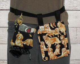 Golden Retriever Pet parent gift set. Dog poop bag holder and training treat bag.