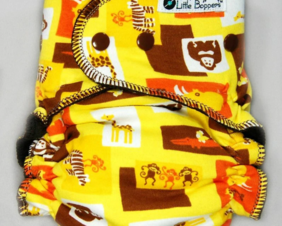 Yellow, brown and orange animals cloth diaper