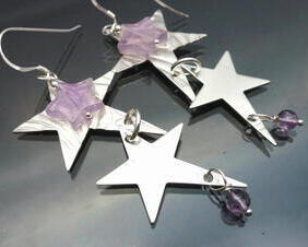 Shooting Stars Purple Amethyst Sterling Silver Earrings, celestial