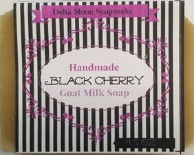 Back cherry goat milk soap label