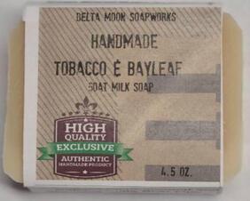 Label of Tobacco and Bay Leaf Goat Milk Soap