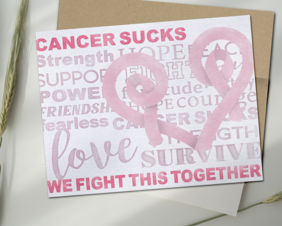 cancer sucks pink ribbon mastectomy card