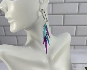 Blue and Purple Spike Earrings